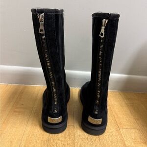 UGG Knightsbridge Black Zip Boots with Silver Logo